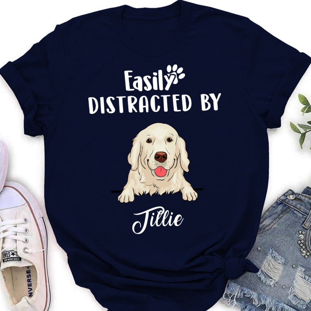 Easily Distracted By Dog - Premium Personalized Custom Unisex Cotton Blend T-shirt