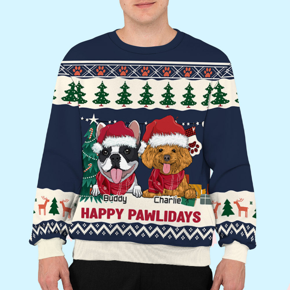Pawlidays Winter - Exclusive Personalized Custom All-Over-Print Unisex Sweatshirt for Pet Lovers