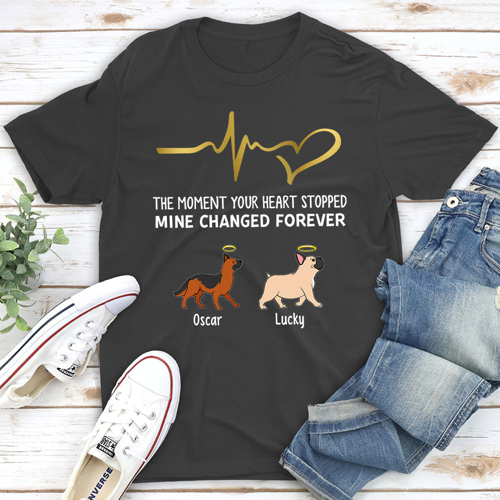 Your Heart Stopped Mine Changed - Personalized Custom Unisex Memorial T-shirt for Pet Lovers