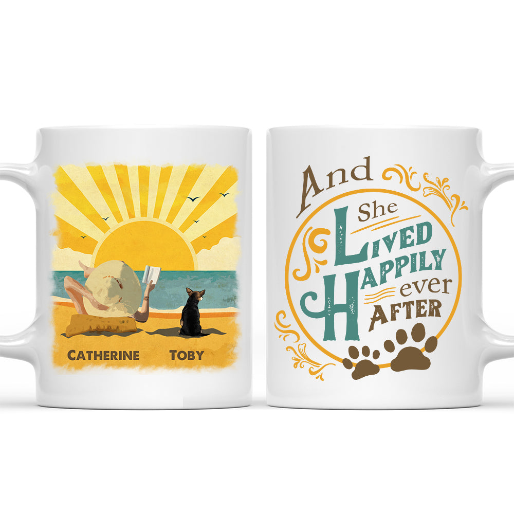 Beach, Book & Dog - Personalized 11oz/15oz Ceramic Coffee Mug, Ideal Gift for Pet Lovers