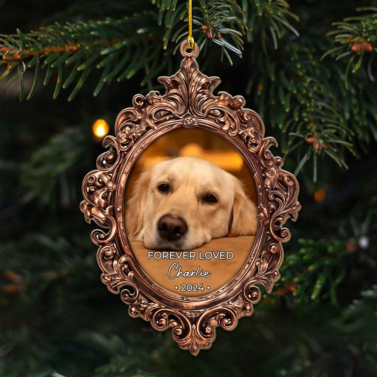 Forever Loved Custom Photo Pet Memorial - Personalized Custom Wood Christmas Ornament for Cherished Memories