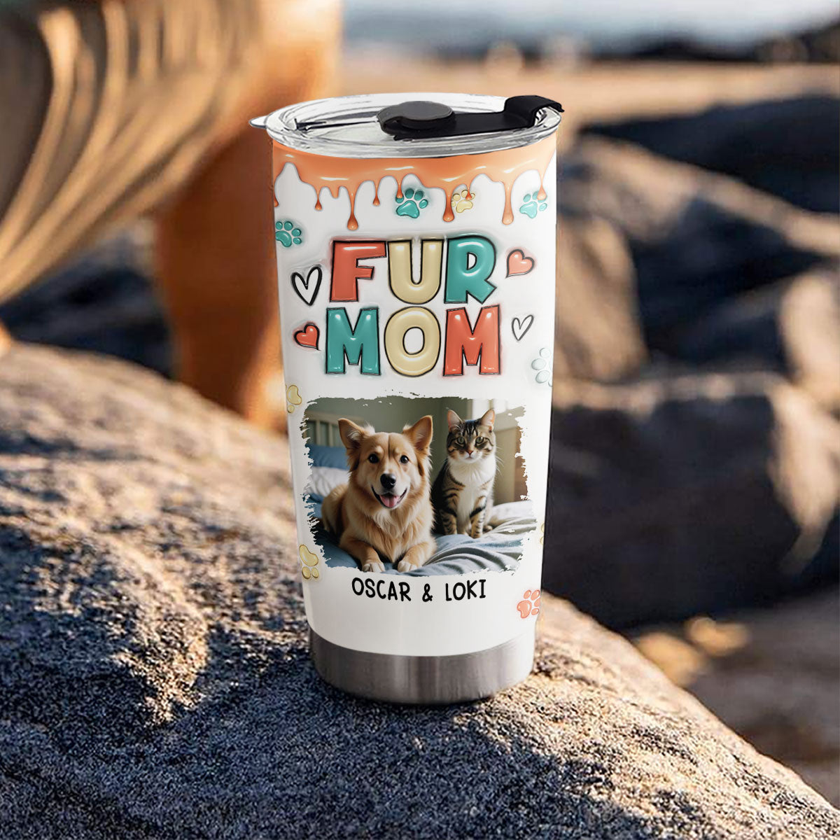 Personalized Custom 3D Inflated Effect Tumbler - Perfect for Pet Moms' Photos