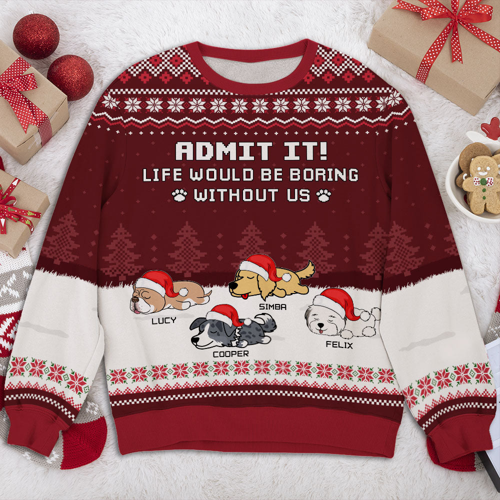 Can't Be Boring With Dog - Exclusive Personalized Custom All-Over-Print Unisex 8.8 oz Sweatshirt