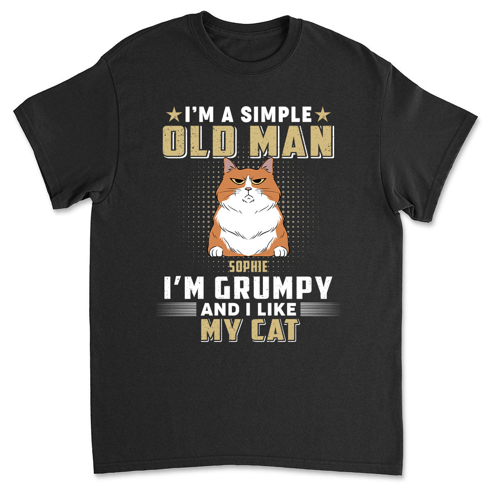 Unique Personalized Custom Unisex Simple Old Man Cat T-shirt