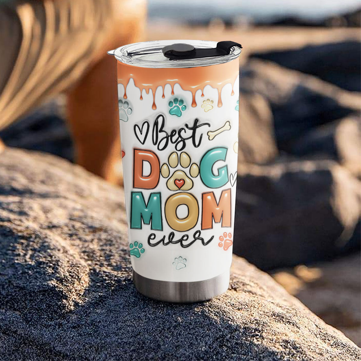 Perfect Dog Mom - Personalized Custom 3D Inflated Effect 20oz Stainless Steel Tumbler for All Occasions