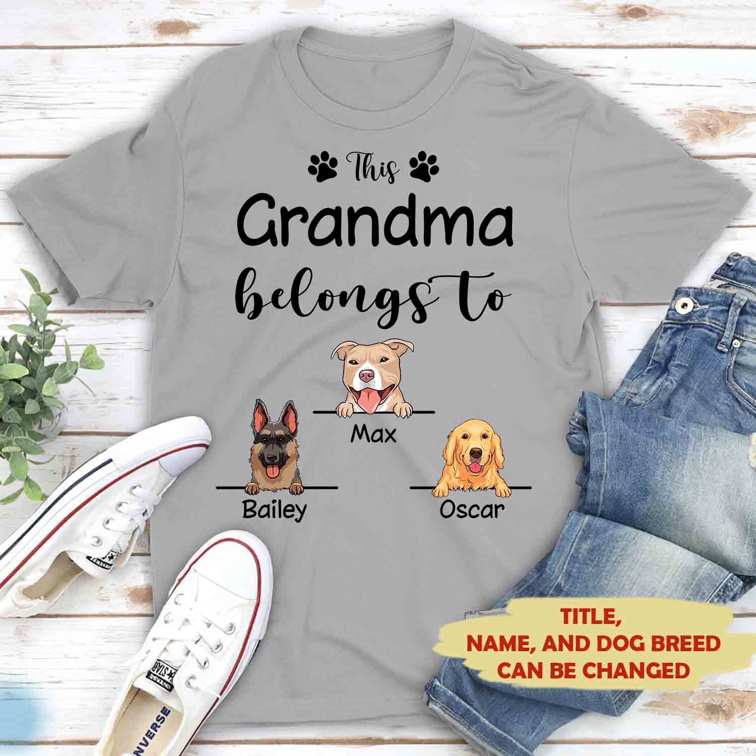 Personalized Custom Unisex 'This Grandma Belongs to' T-shirt - Ideal Gift for Pet Lovers