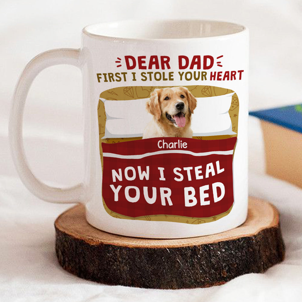 Dog Mom Dad Personalized Custom Coffee Mug with 'I Stole Your Heart' Photo - Ideal for Pet Lovers
