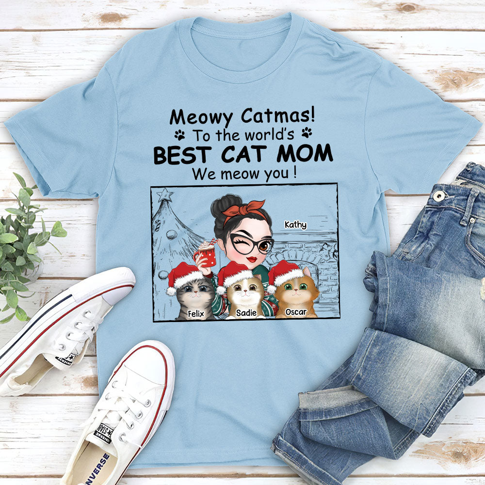 Best Cat Mom Christmas - Personalized Custom Unisex T-shirt for Cat Lovers