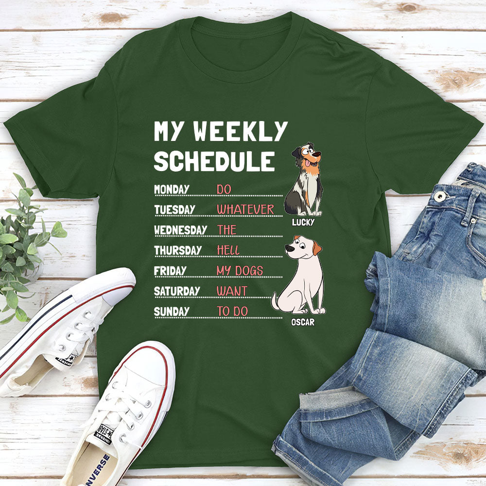 Personalized Custom Unisex Weekly Schedule T-shirt - Ideal Gift for Pet Lovers