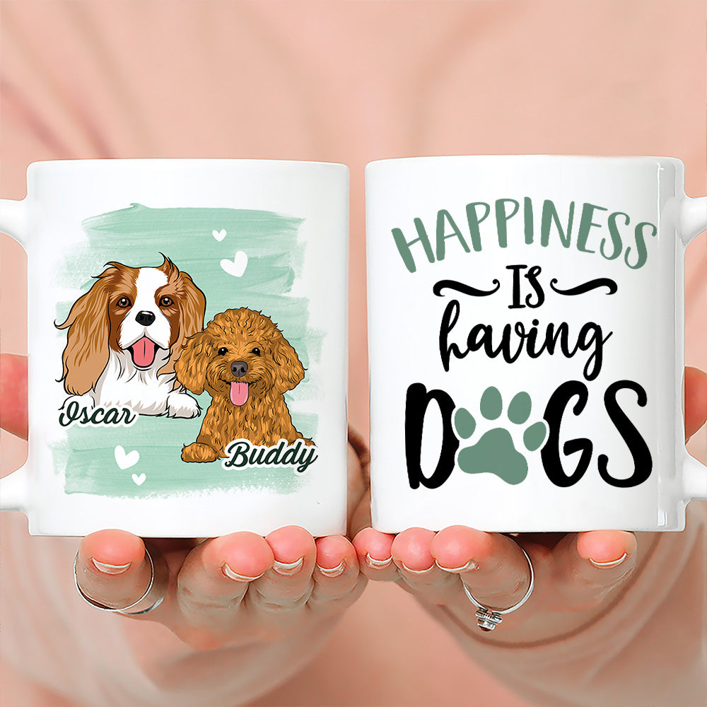Happiness Is Having A Dog - Personalized 11oz Custom Coffee Mug for Pet Lovers