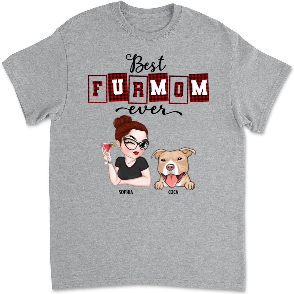 Best Fur Mom Of The Year - Personalized Custom Unisex 5.3 oz T-shirt for Pet Lovers
