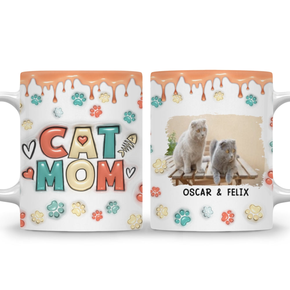 Personalized Custom 3D Inflated Effect Mom Of Cats Version 2 Photo Mug - 11oz & 15oz