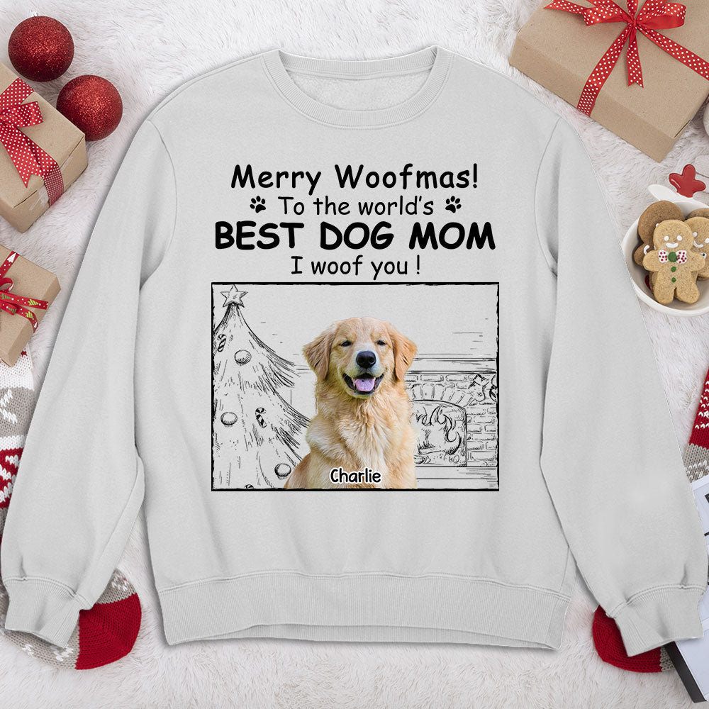 Top-Rated Personalized Custom Christmas Photo Sweatshirt for the Best Dog Moms