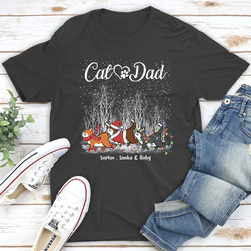 Cat Dad Mom Snow - Customizable Unisex 5.3 oz Personalized T-shirt