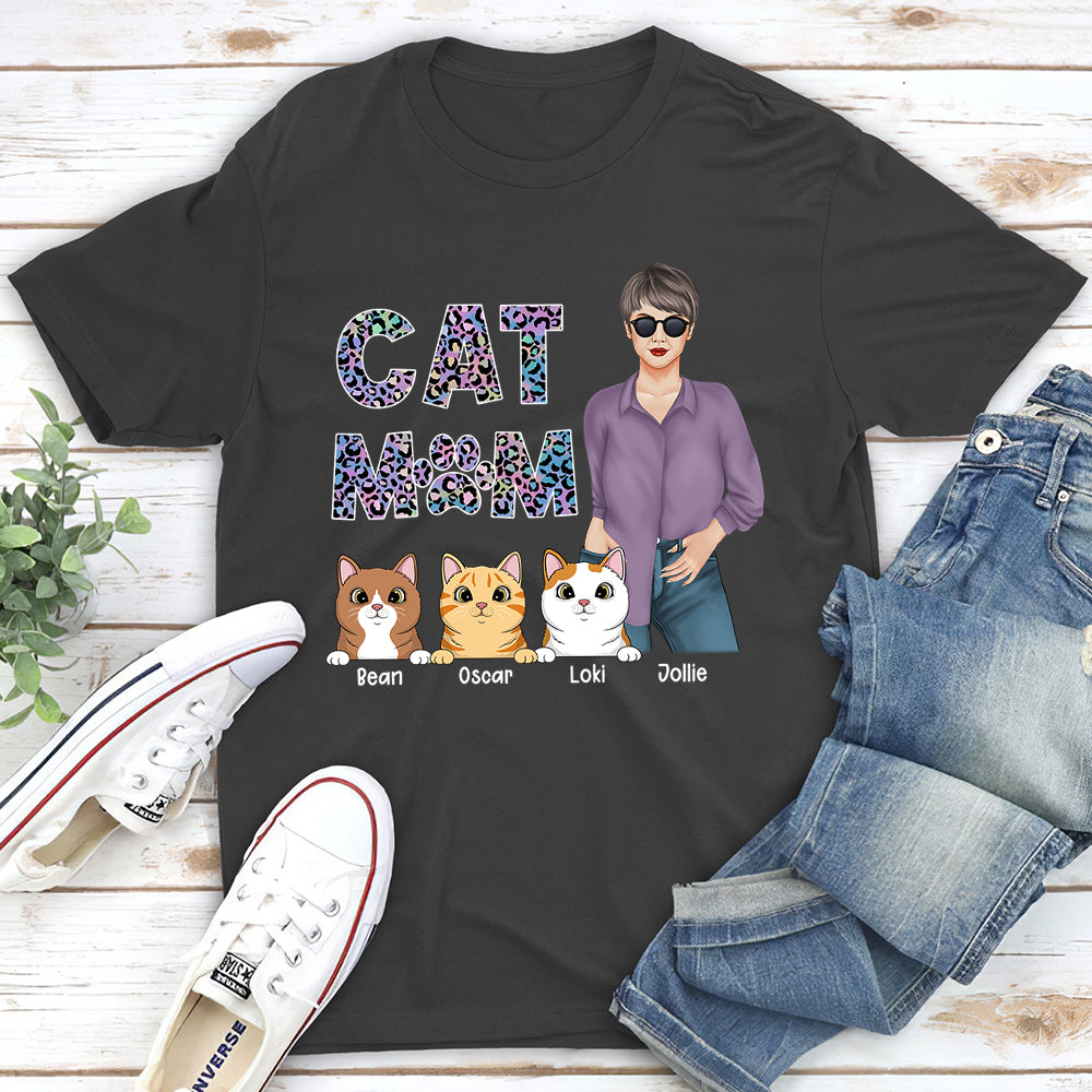 Cat Mom Pattern - Personalized Custom Unisex 5.3 oz T-shirt for Pet Lovers