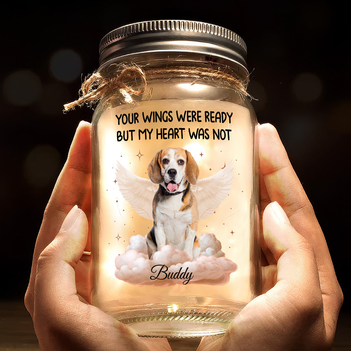 Forever In My Heart - Personalized Custom 16oz Mason Jar Light for Pet Lovers