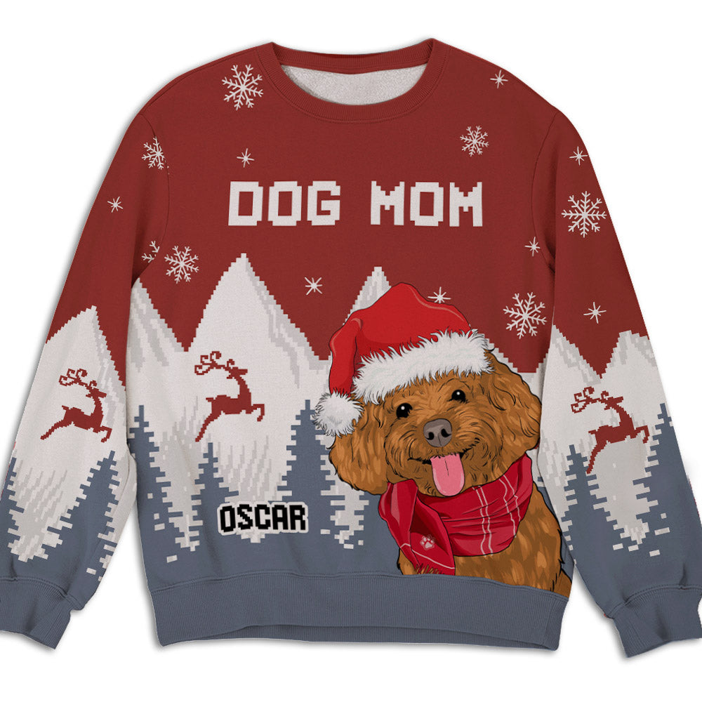 Snowy Forest Dog Mom - Exquisitely Personalized Custom All-Over-Print Unisex Sweatshirt