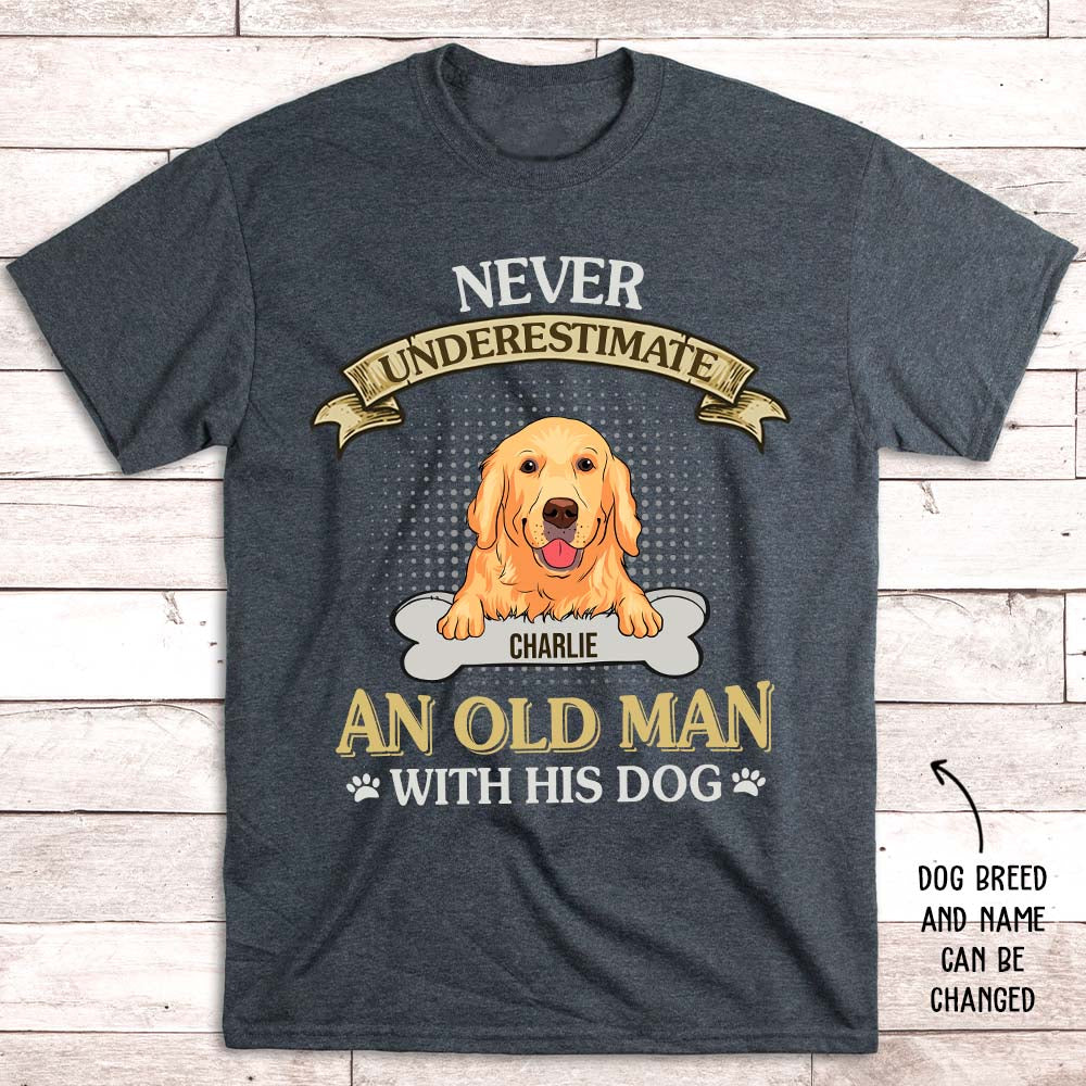 An Old Man With Dog - Stylish Personalized Custom Unisex 5.3 oz T-shirt