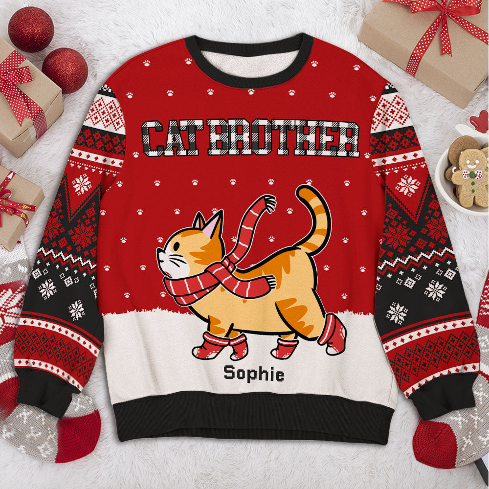 Adorable Cat Brother and Sister Pattern - Personalized Custom All-Over-Print Unisex Kids Sweatshirt