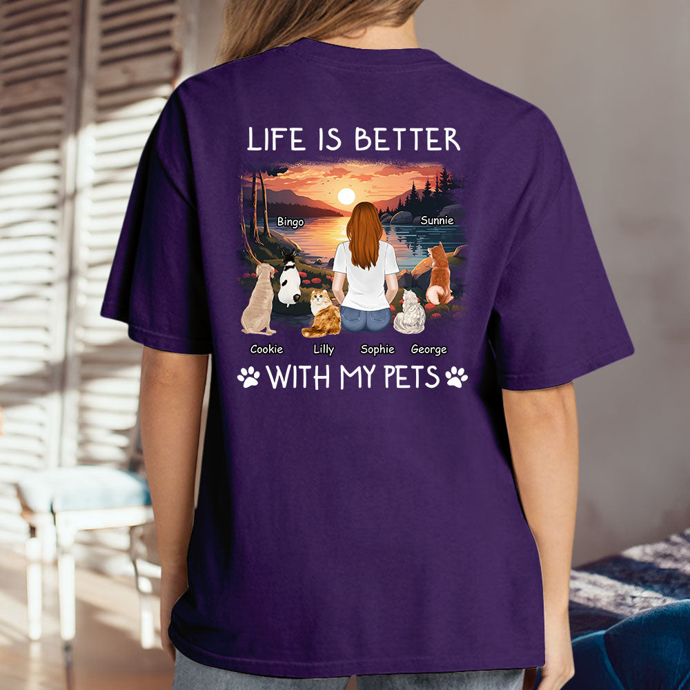 Better With Pets - Personalized Custom Unisex 5.3 oz T-shirt for Pet Lovers