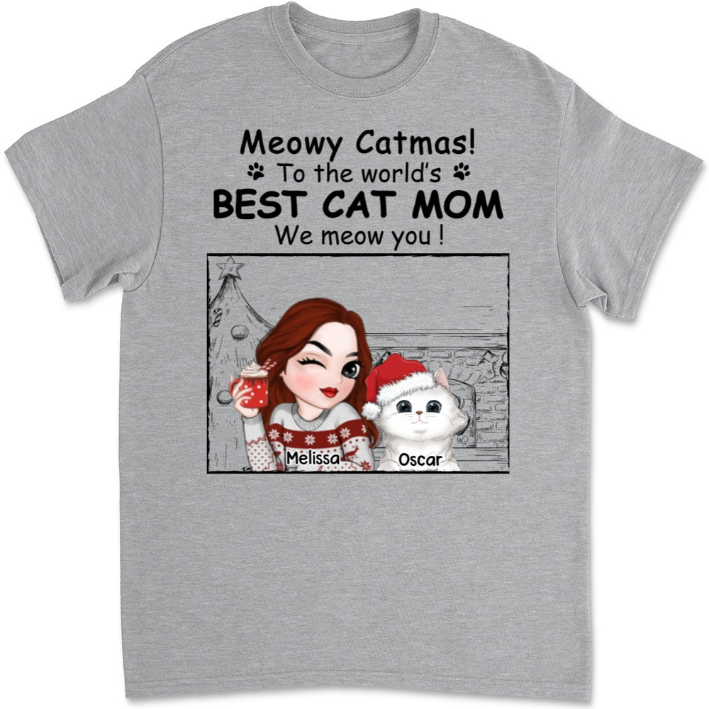 Best Cat Mom Christmas - Personalized Custom Unisex T-shirt for Cat Lovers