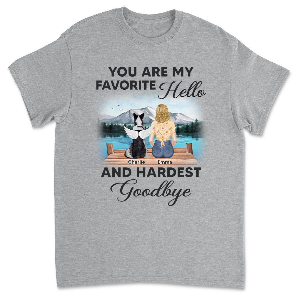 My Favorite Hello Memorial River - Personalized Custom Unisex 5.3 oz T-shirt for Pet Lovers