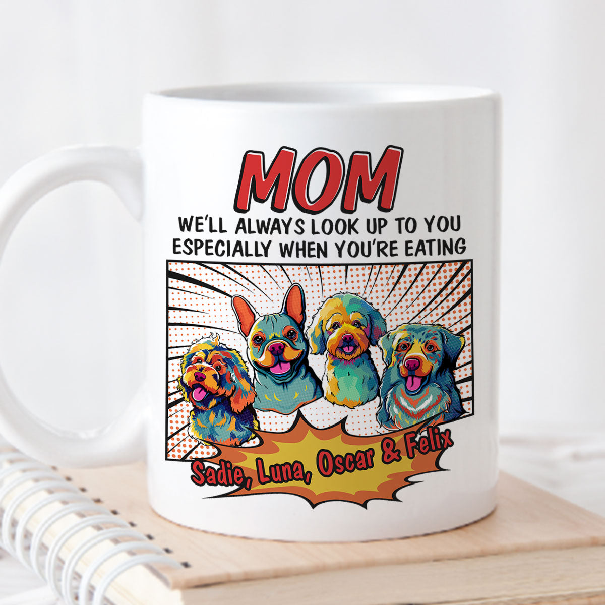 Unique Pop Art Eating Pet - Personalized Custom Coffee Mug for Pet Lovers