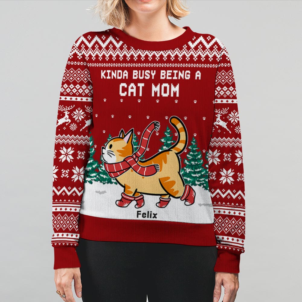 Personalized Custom All-Over-Print Cat Mom Sweatshirt - Ideal Gift for Pet Lovers