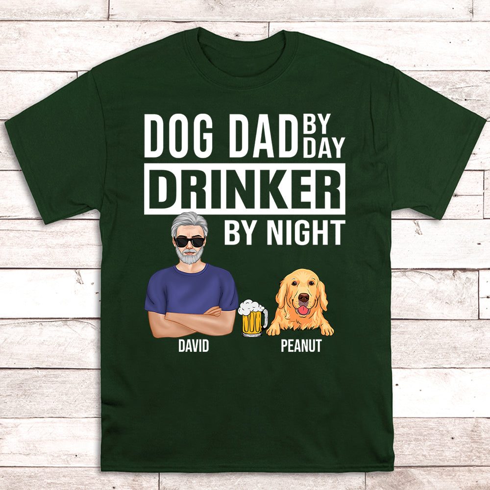 Dog Dad By Day - Personalized Custom Unisex 5.3 oz Heavy Cotton T-shirt