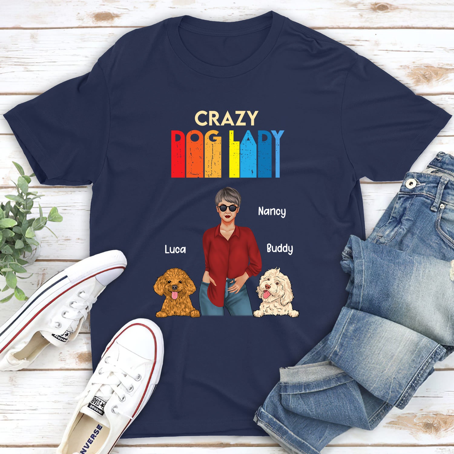 Crazy Dog Lady 3 - Personalized Custom Unisex 5.3 oz T-shirt for Pet Lovers