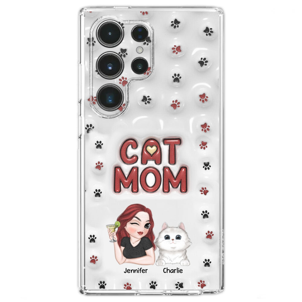 Adorable Cat Mom Personalized 3D Inflated Effect Custom Phone Case for Smartphones