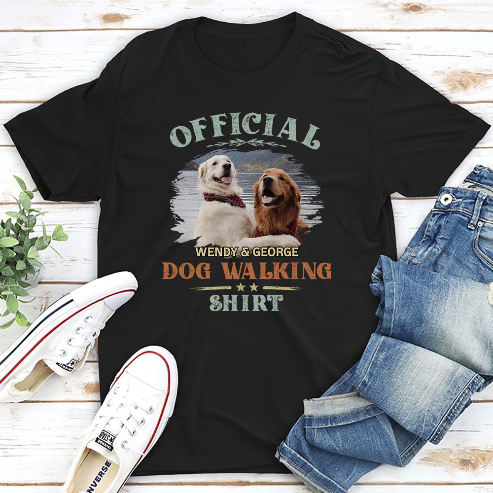 Vintage Personalized Custom Unisex Dog Walking T-shirt - Ideal Gift for Pet Lovers