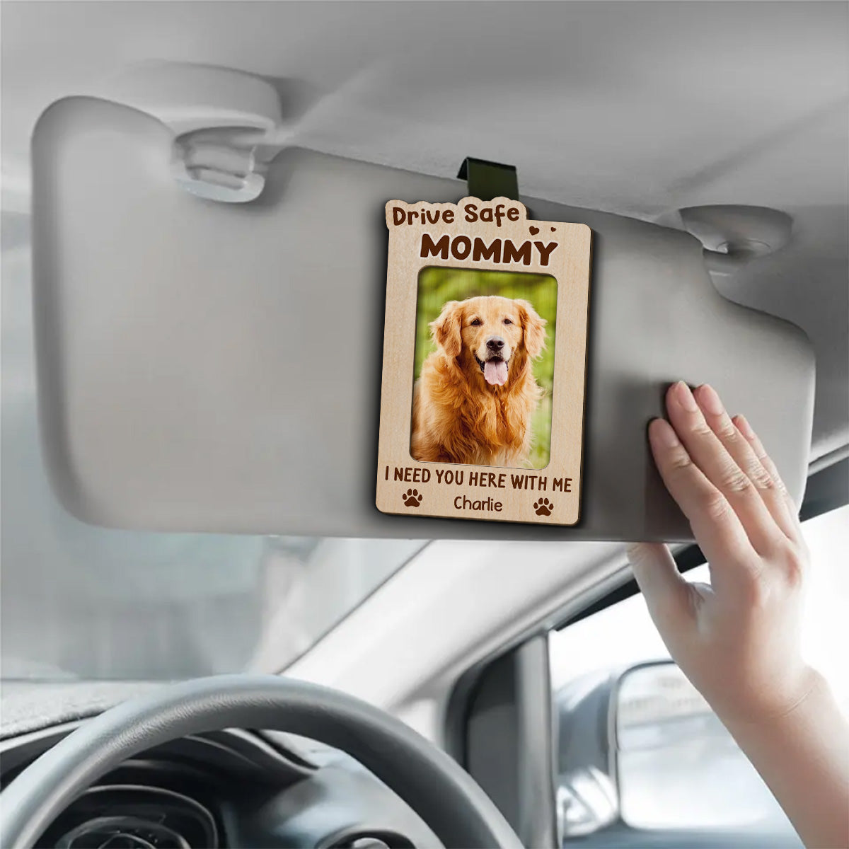 Drive Safe Personalized Custom Car Visor Clip for Dog Moms and Dads