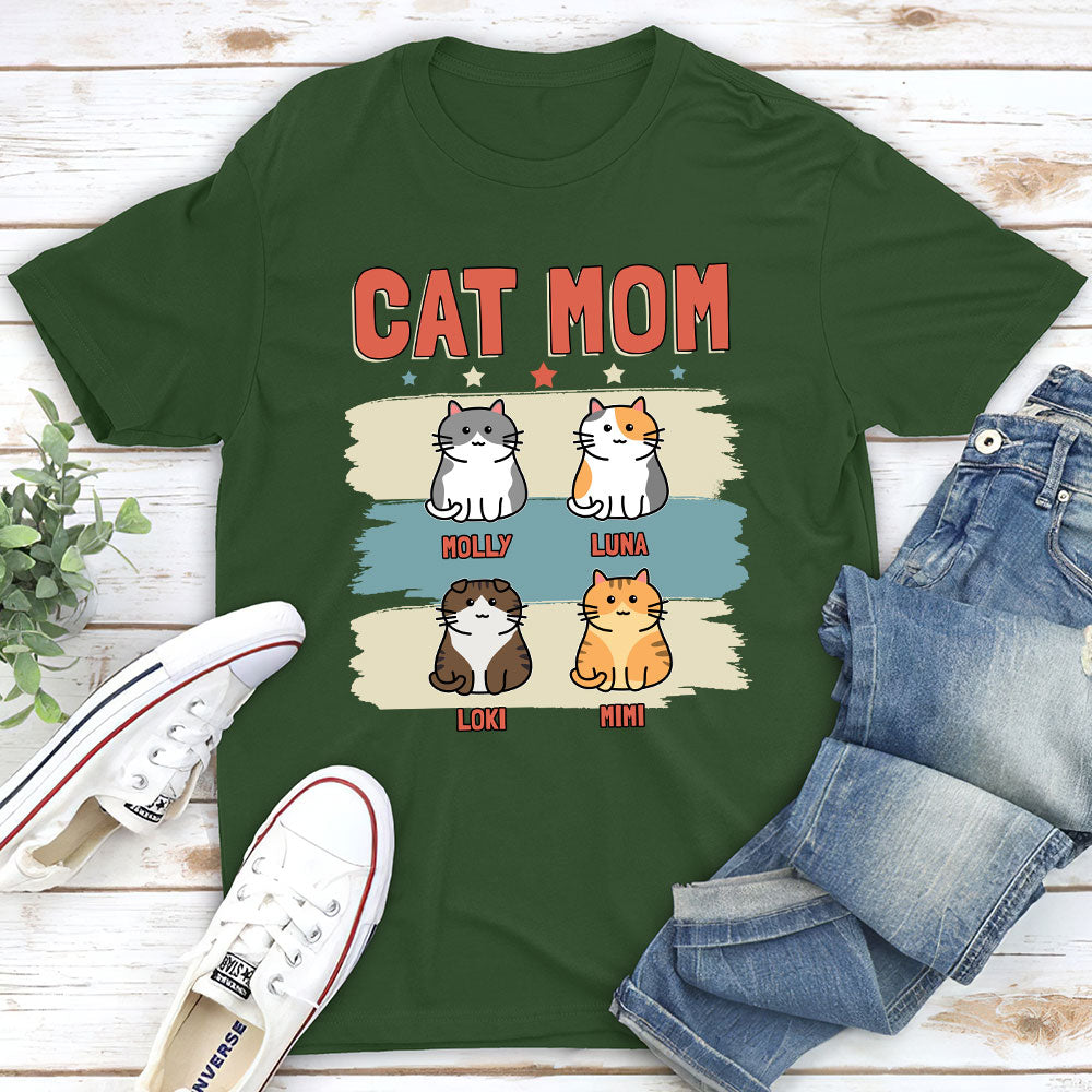 Retro Cat Mom - Personalized Custom Unisex 5.3 oz T-shirt for Pet Lovers