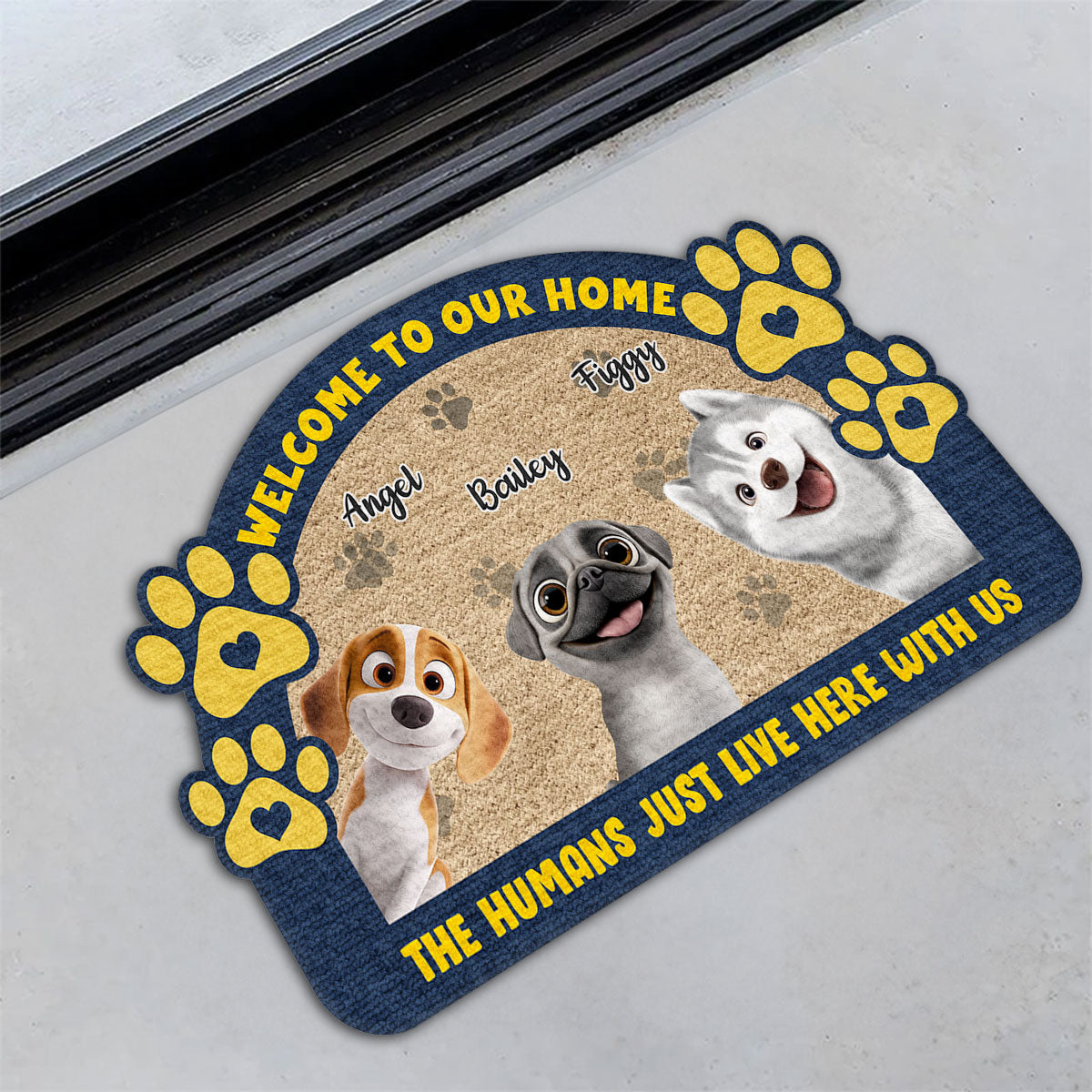 Dear Human We Rule The House - Personalized Custom Doormat with Your Pet's Picture in Multiple Sizes
