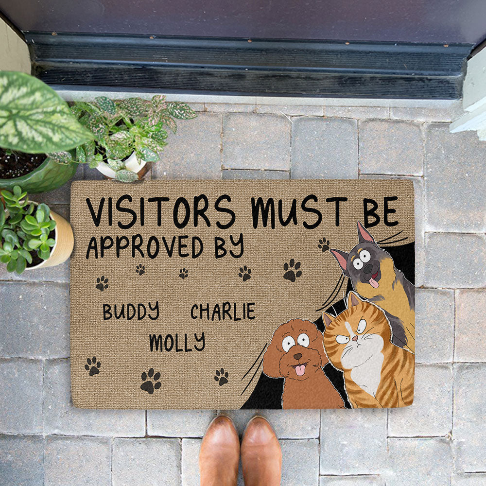 Approved By Pet - Customizable Personalized Doormat with Cat or Dog Picture