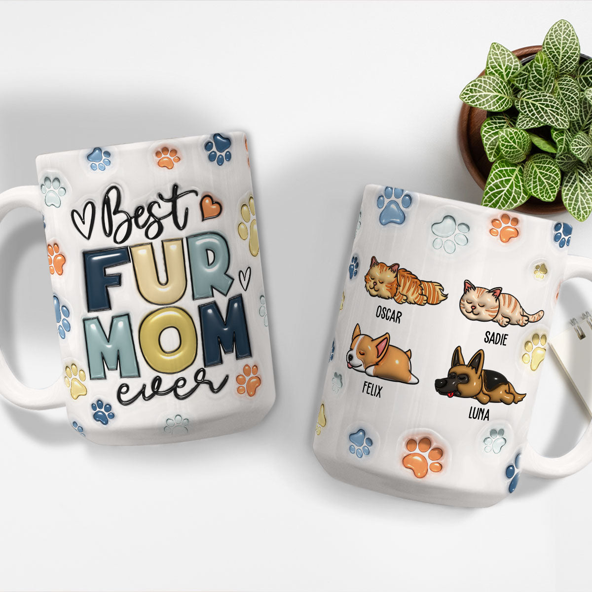 World's Best Fur Dad - Personalized Custom 3D Inflated Effect Ceramic Mug (11oz & 15oz)