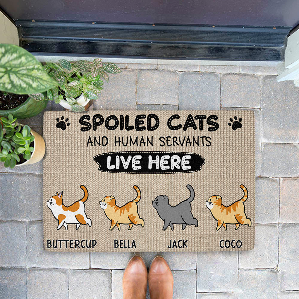 Spoiled Cats Live Here - Customizable Personalized Doormat with Dog's Picture
