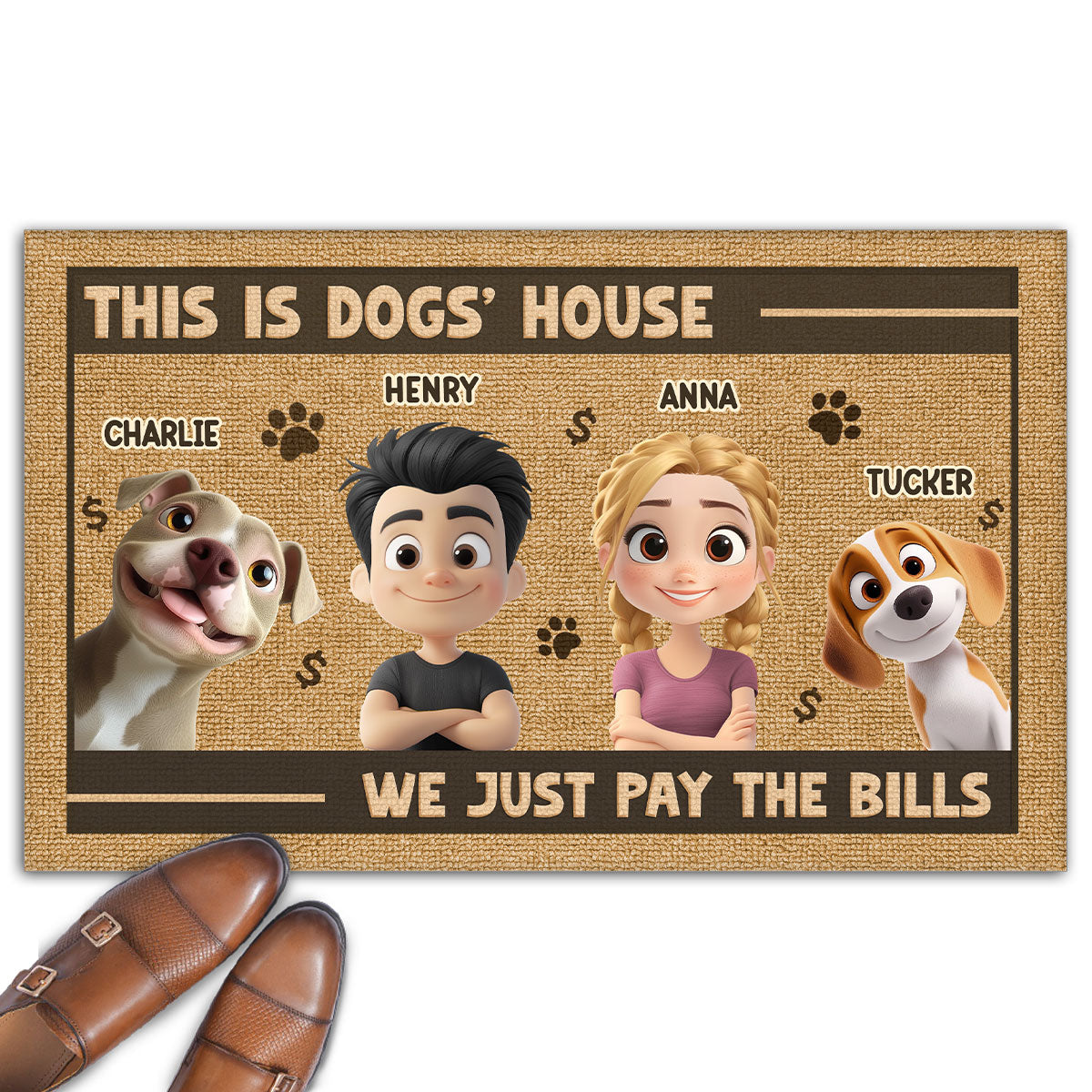Pay The Bills - Personalized Custom Pet Lover Doormat with Cat or Dog Picture