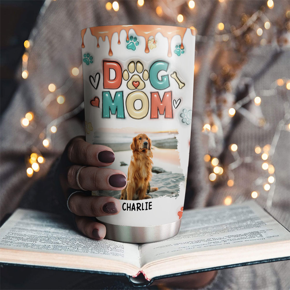 Adorable Custom 3D Inflated Effect Personalized Tumbler for Dog Moms