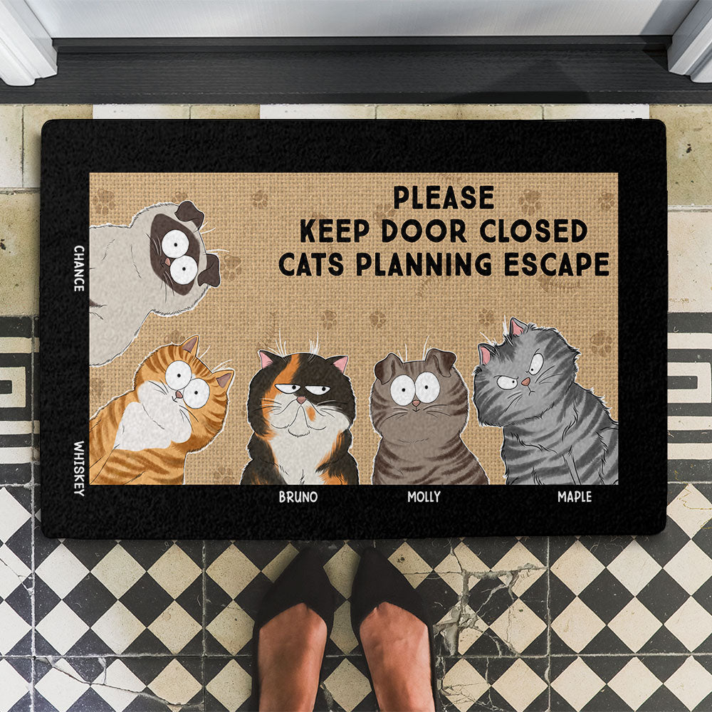 Personalized Custom Keep Door Closed Doormat with Cat Picture