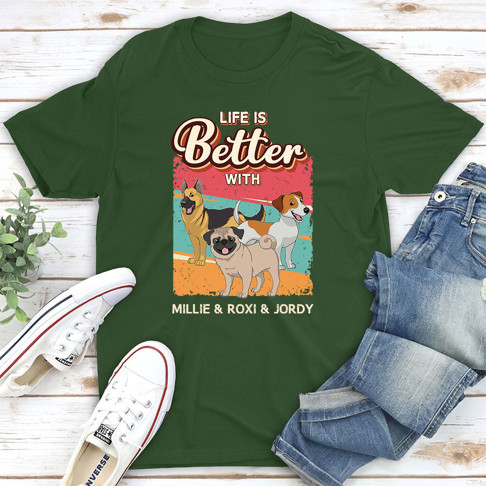 Better With Dog Retro - Stylish Personalized Custom Unisex T-shirt for Pet Lovers
