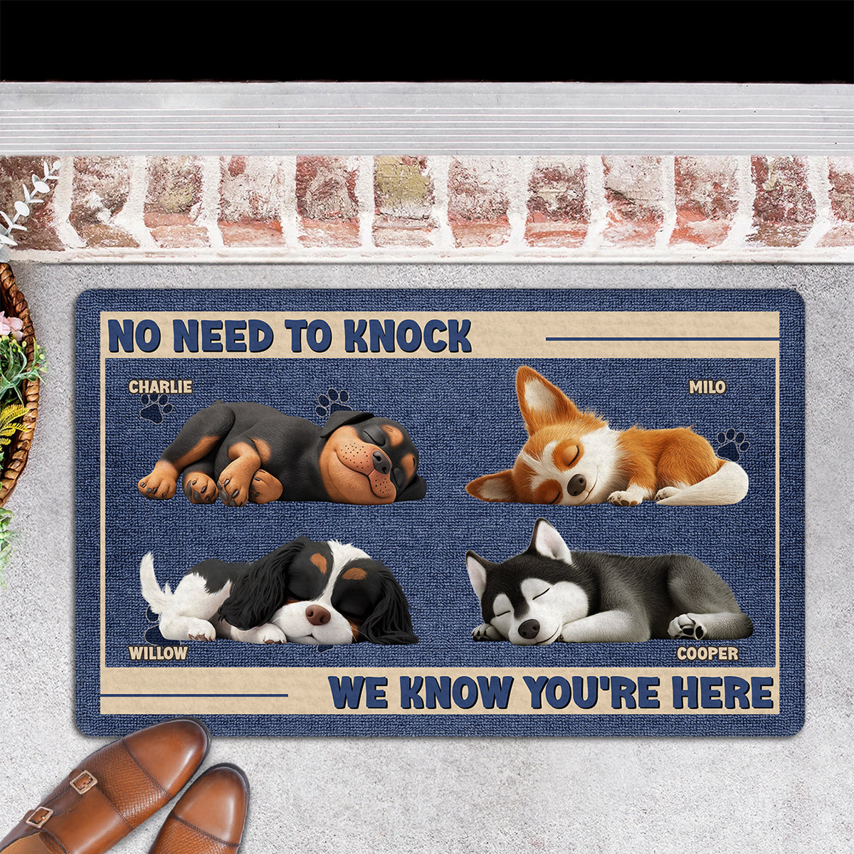 Personalized Custom Doormat - No Need To Knock, Ideal for Pet Lovers