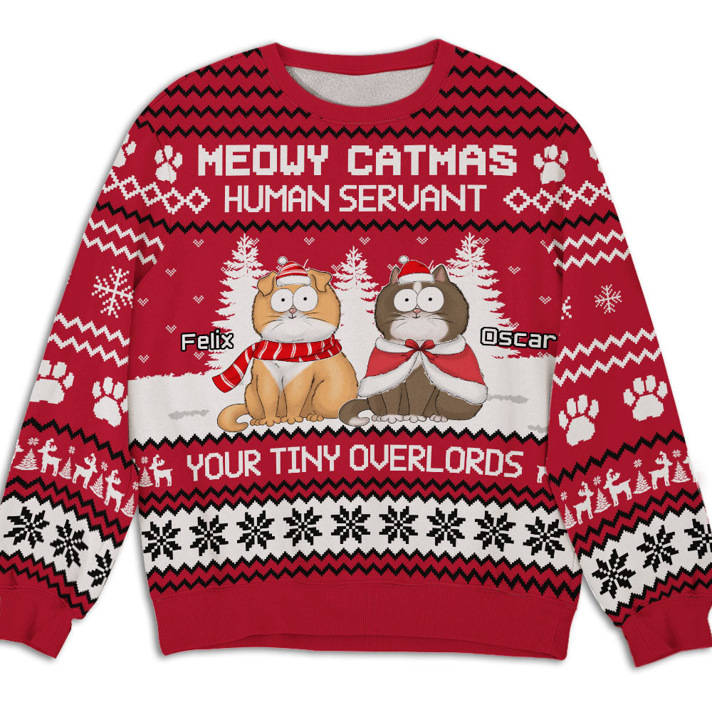 Meowy Human Servant - Unique Personalized Custom All-Over-Print Unisex 8.8 oz Sweatshirt for Pet Lovers