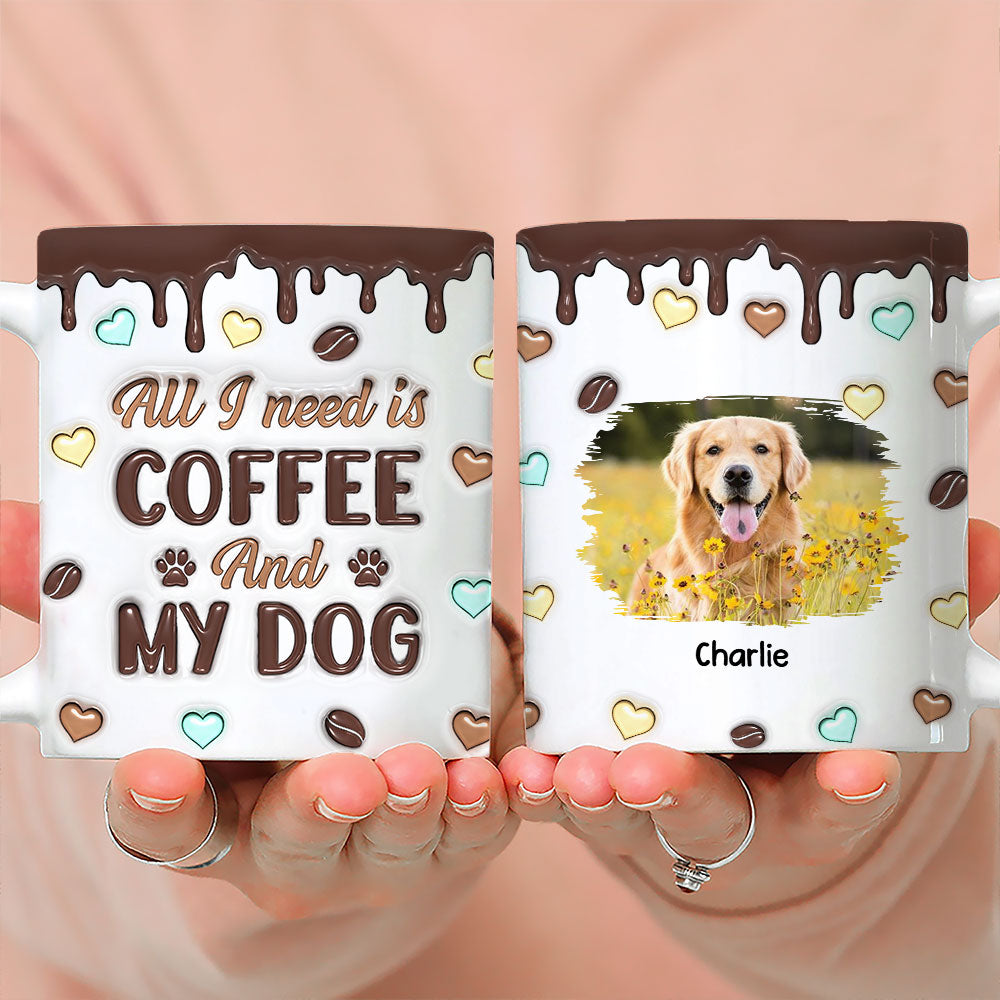 Personalized Custom 3D Inflated Effect Coffee and Dog Photo Mug - 11oz and 15oz