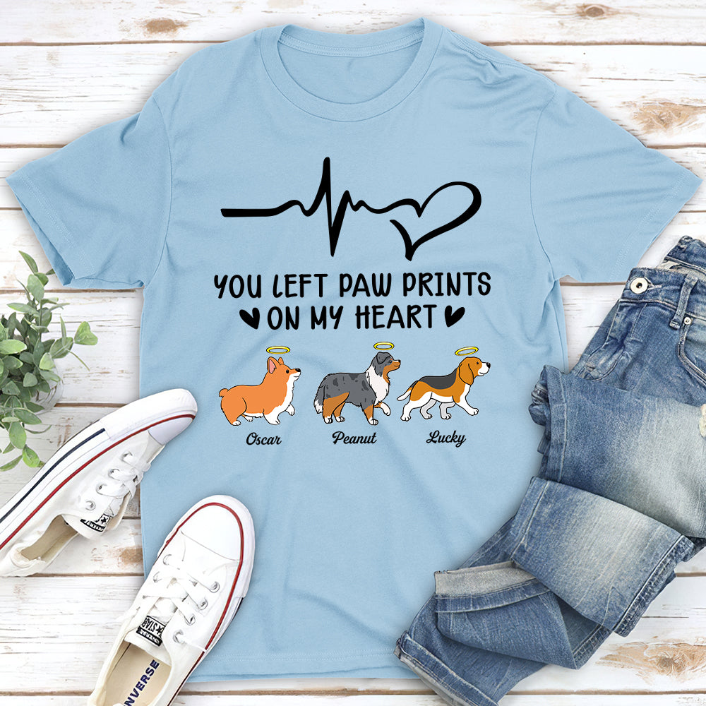 You Left Pawprints 2 - Personalized Custom Unisex Memorial T-shirt for Pet Lovers