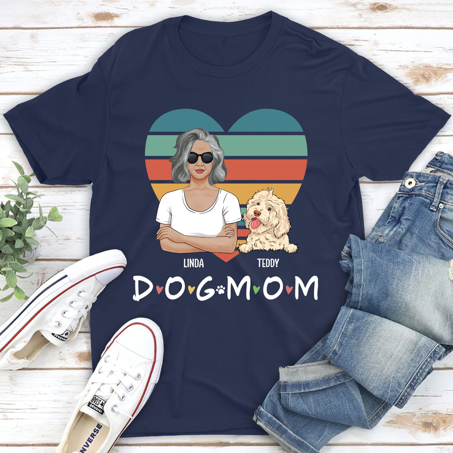 Personalized Custom Unisex Dog Mom Sunset T-shirt - Ideal Gift for Pet Lovers