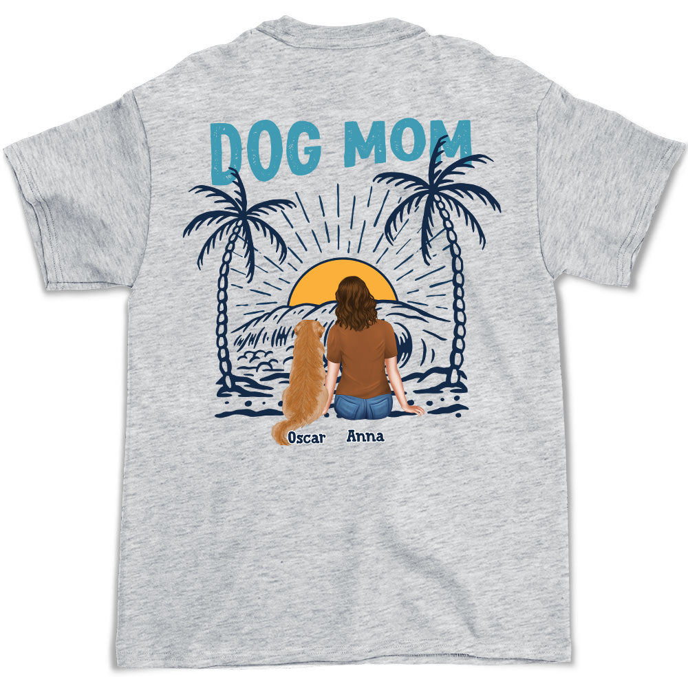 Unique Personalized Custom Unisex Dog Mom Beach Vibes T-shirt