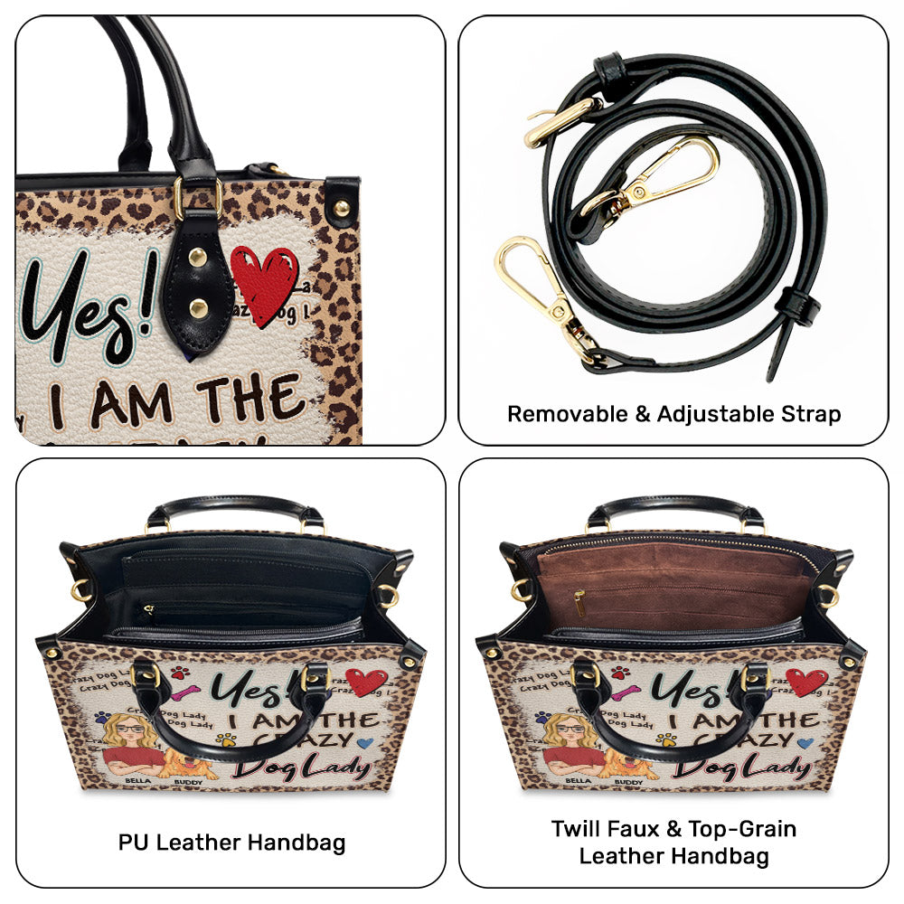 Crazy Dog Lady - Unique Personalized Custom Leather Handbag for Dog Lovers