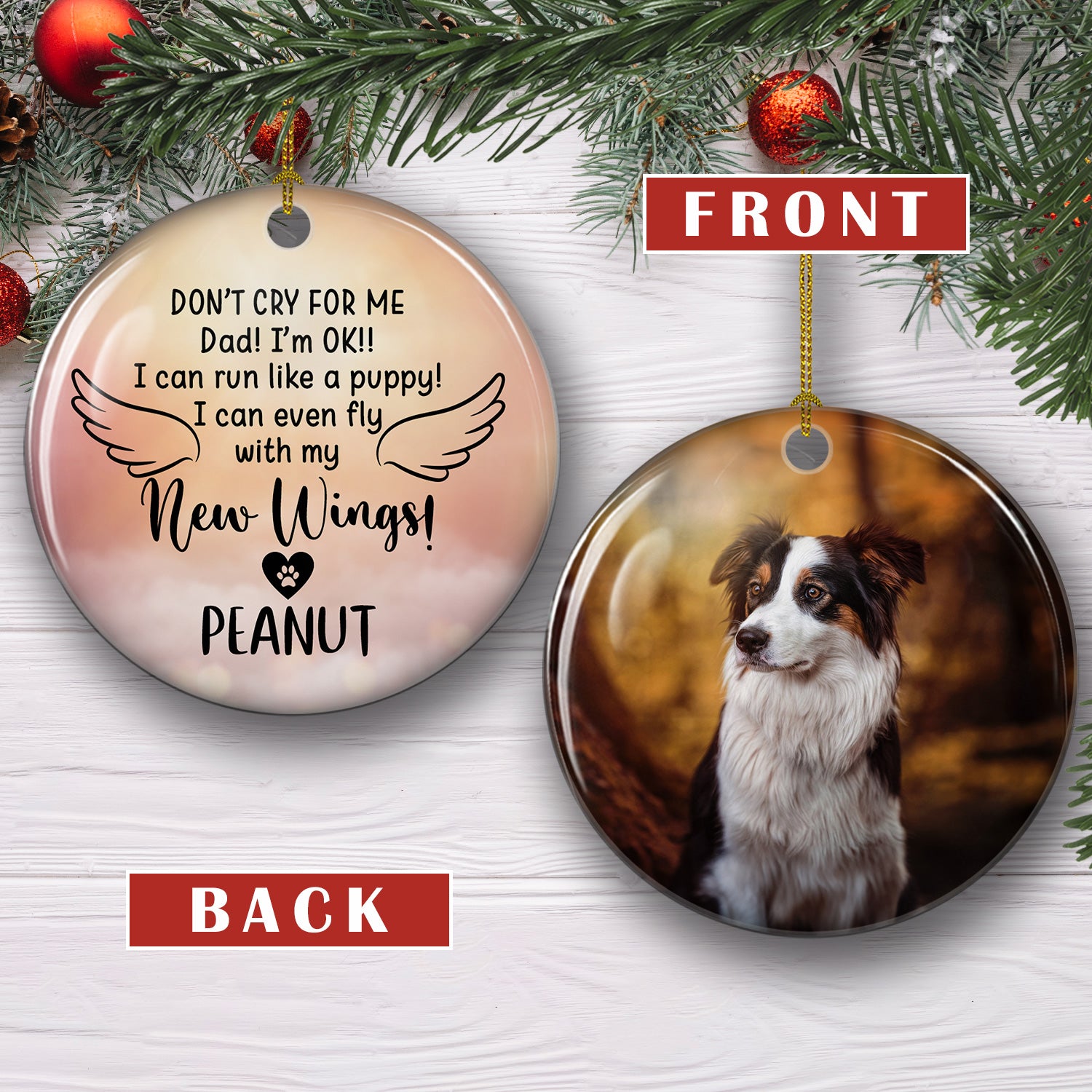 Once By My Side - Exquisite Personalized Custom Circle Ceramic Ornament for Pet Lovers